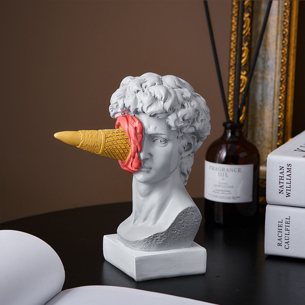 David Figur med Glass Heminredningsskulptur