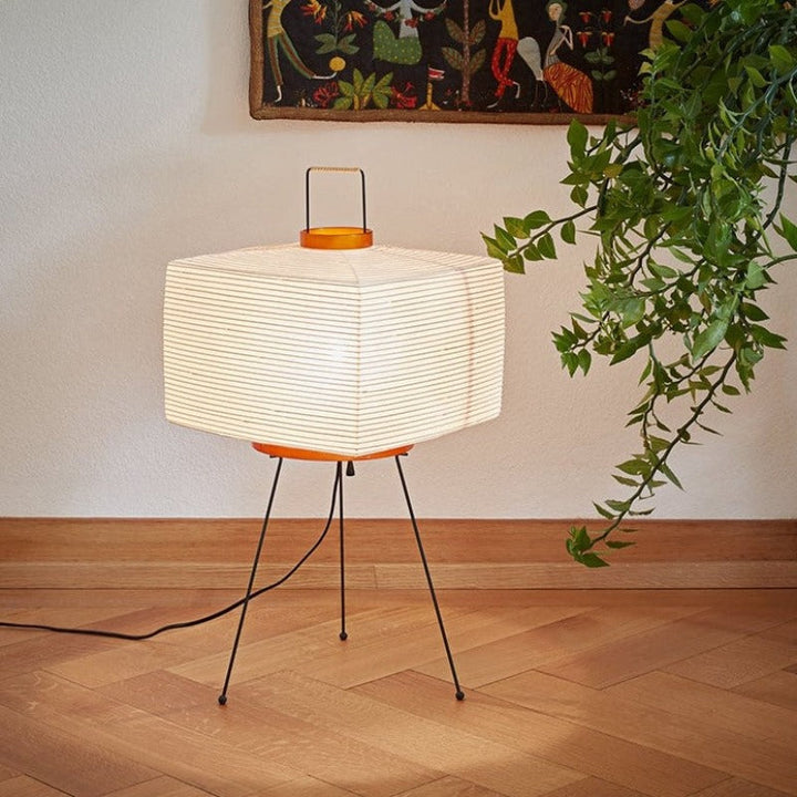 Japansk kreativ pappersgolvlampa med stativ