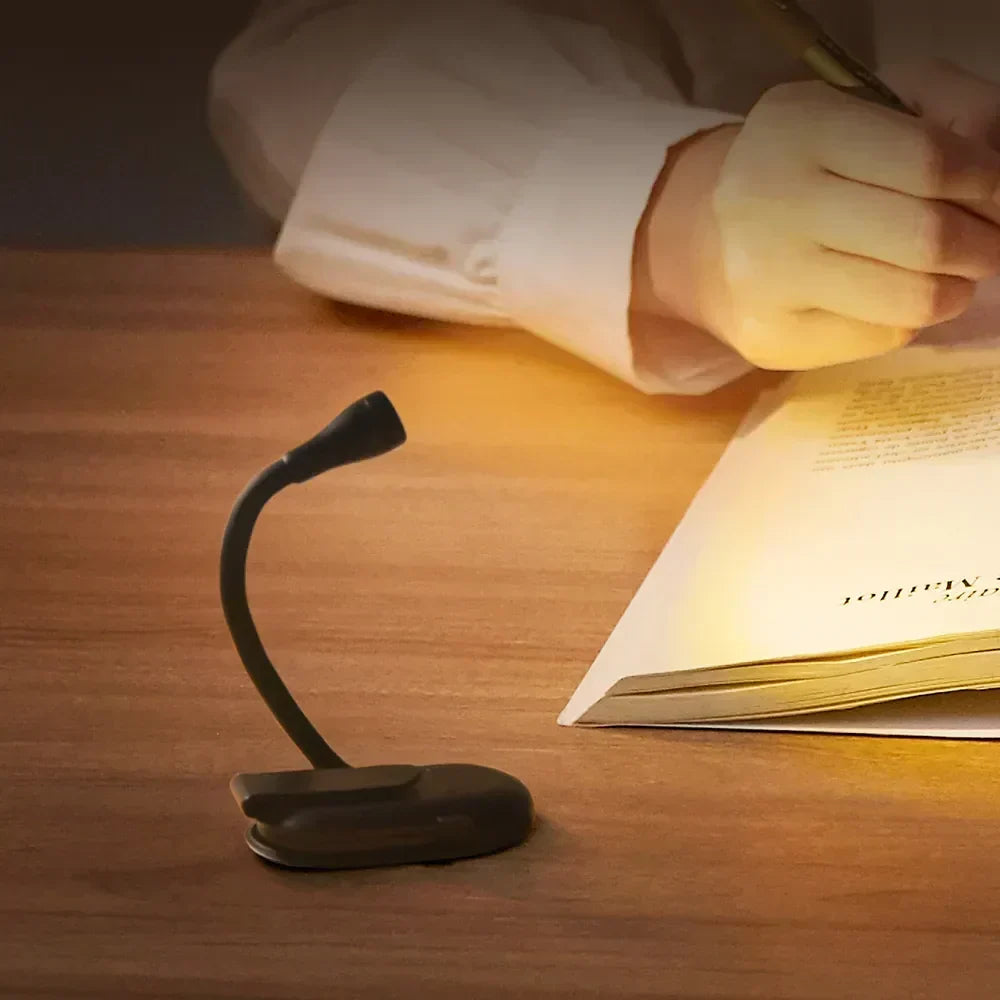 Mini Boklampa - Portabel Klämlampa med USB-laddning, Dimbar LED för Sovrum, Ögonvänlig och Camping - 360° Vridbar Klämlampa för Böcker