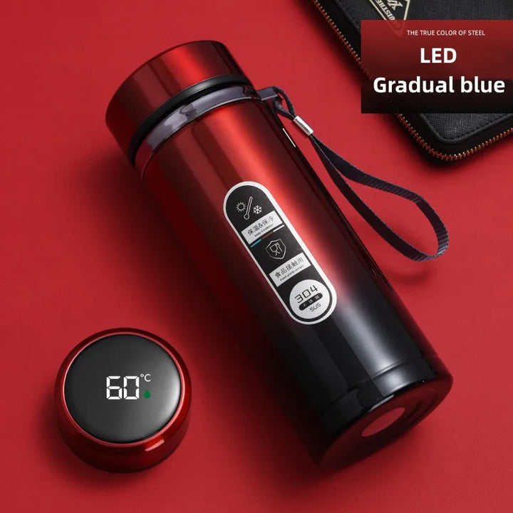 800ml-1L Rostfritt Stål Termos – Bärbar Vakuumflaska med LED Temperaturdisplay