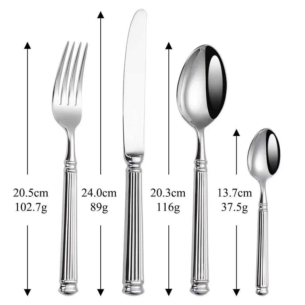 Premium bestickset i rostfritt stål – 304 spegelpolerat silverbestick för vardags- och formell middag
