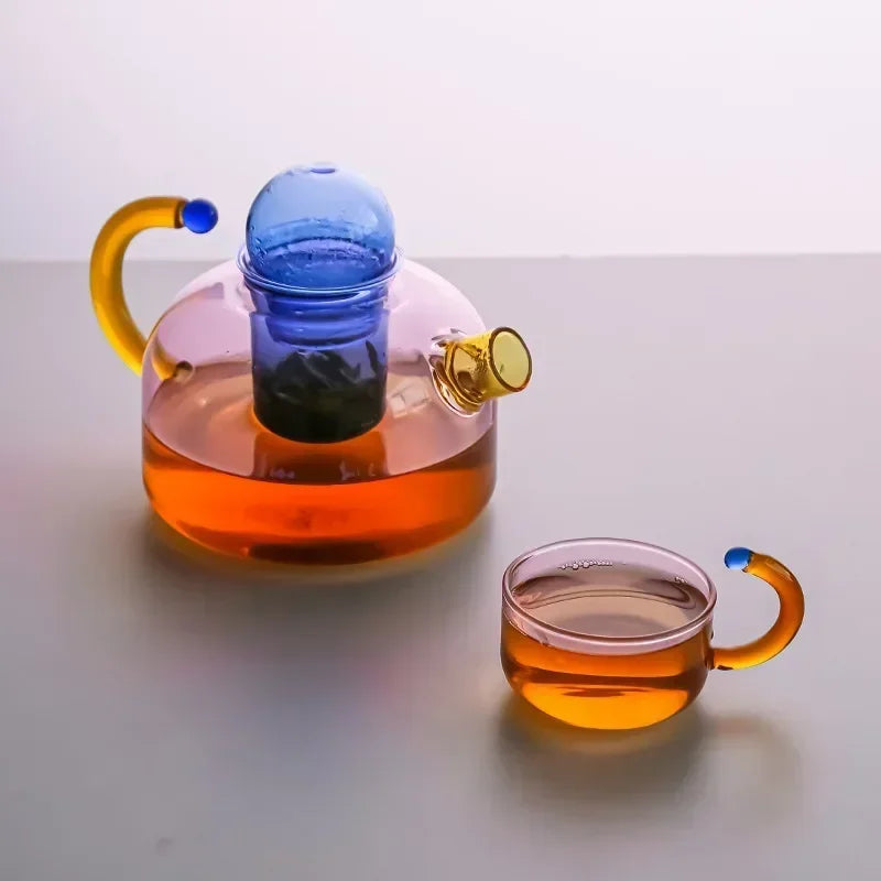 Vintage färgglad Glasteapot