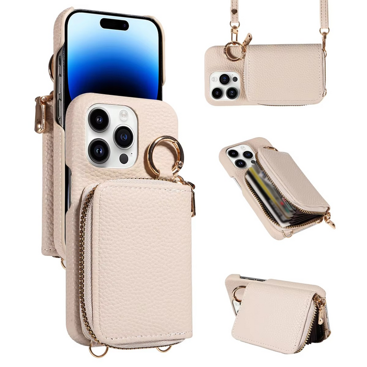 Premium Läder Multi-Funktion iPhone Fodral med Anti-Degaussing Skydd