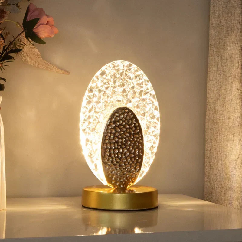 Krisall LED Bordslampa: Dimbar, USB-laddning, Touch &amp; Fjärrkontroll