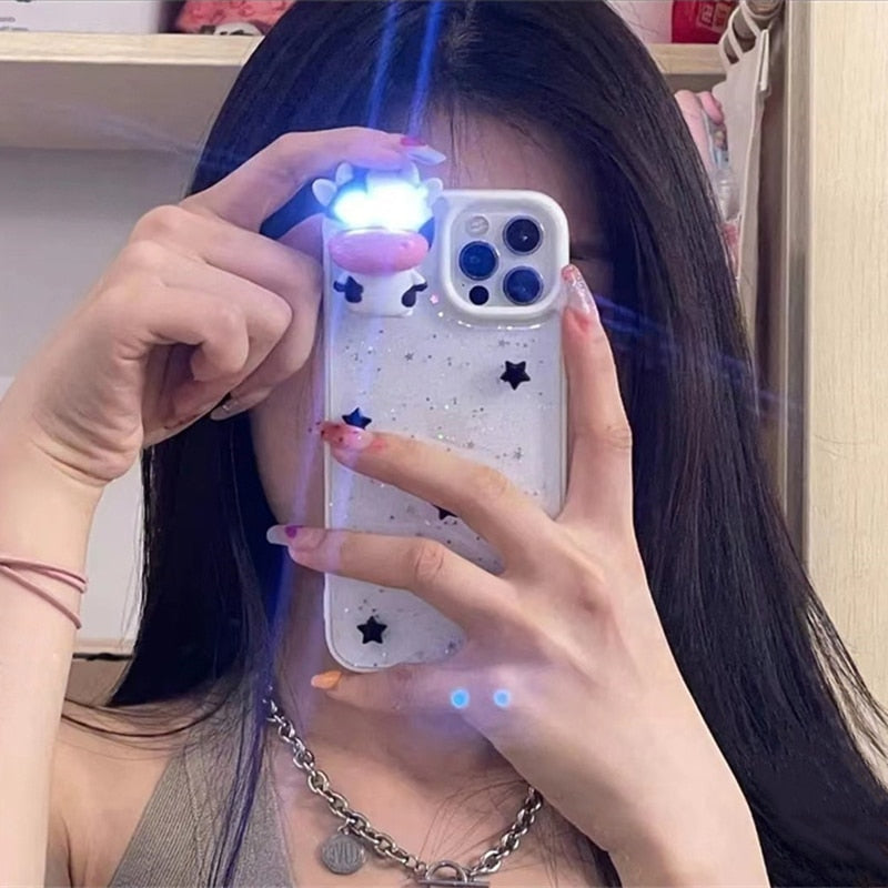 Glödande Ko 3D Transparent iPhone Fodral