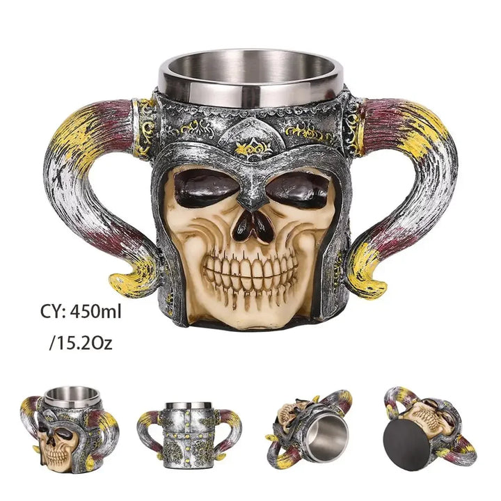 Medeltida Drak Resin Rostfritt Stål Mugg som Kaffe Mugg eller Te Mugg
