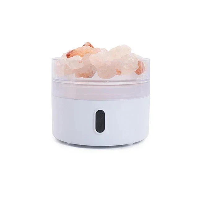 Saltlampa Diffuser - USB Ultrasonisk Aromaterapi Luftfuktare med Himalayasaltkristaller &amp; Nattlampa