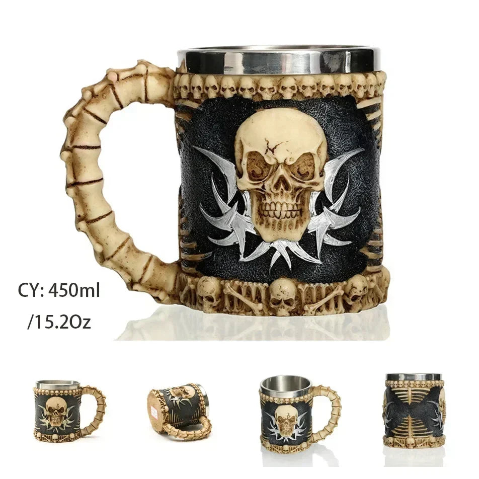 Medeltida Drak Resin Rostfritt Stål Mugg som Kaffe Mugg eller Te Mugg