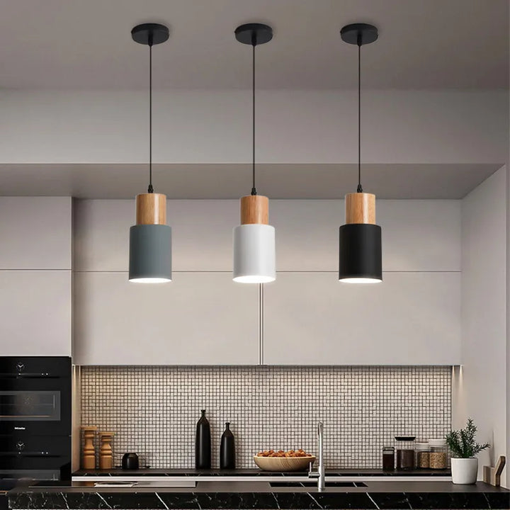 Nordiska LED-hänglampor i metall och trä - Moderna hängande lampor för matsal och kök