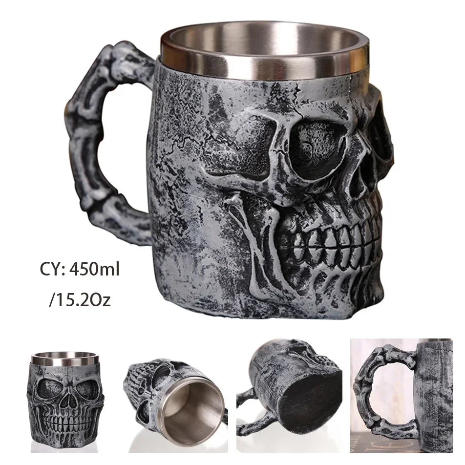 Medeltida Drak Resin Rostfritt Stål Mugg som Kaffe Mugg eller Te Mugg