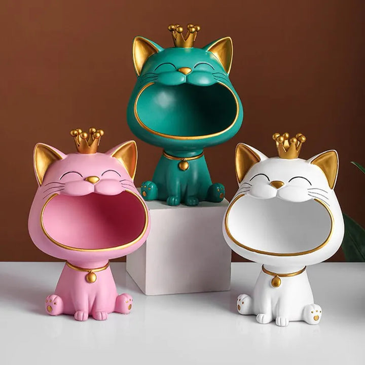Fortune Crown Big Mouth Cat Entrance Nyckelhållare Dekorativ Ornament, Lätt Lyxig Inflyttningspresent Skulptur