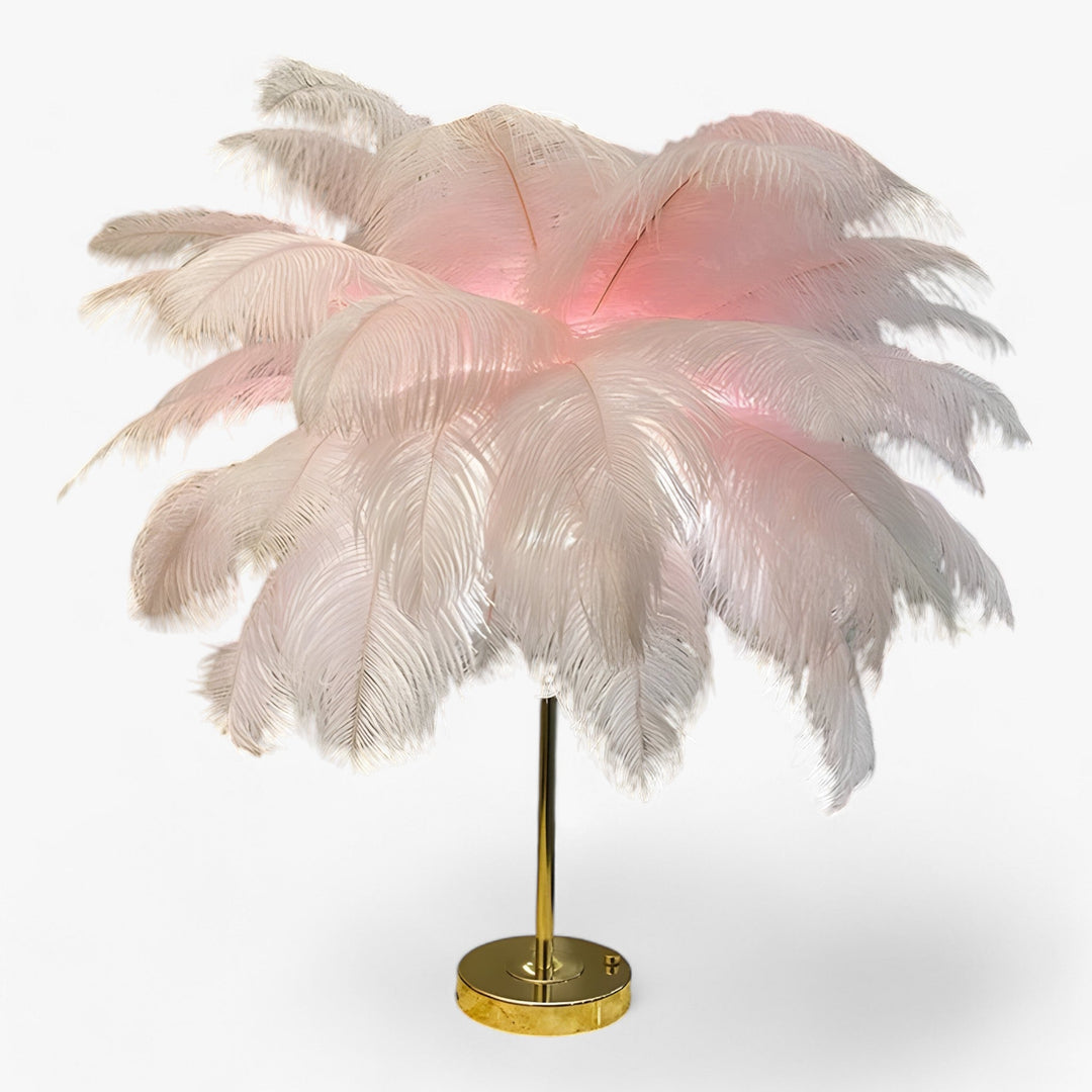 FeatherGlow | Bordslampa med touchkontroll - LED med fjädrar för bröllop och rumsdekoration