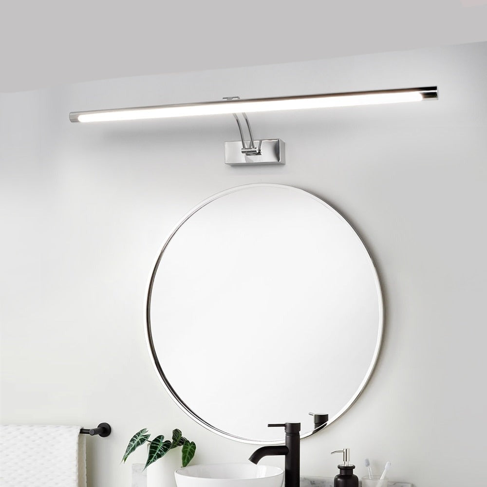 80-100cm LED vägglampa - Modern svart/silver vägglampa för badrummet, internt monterad bildlampa