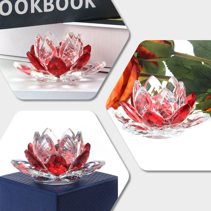 Kristall Lotus Blomma Hantverk Glas Pappersvikt Heminredning Ornament Figurer Hem Bröllop Fest Dekor Gåvor Souvenir