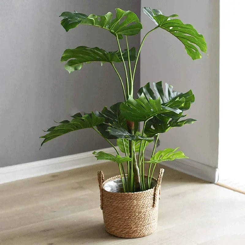Nordisk Extra Stor Stråblomkruka Sjögräs Förvaringskorg Blomkruka Handvävd Golv Inomhus Blomkruka
