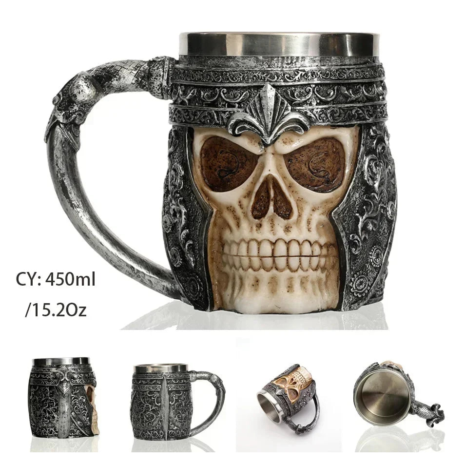 Medeltida Drak Resin Rostfritt Stål Mugg som Kaffe Mugg eller Te Mugg