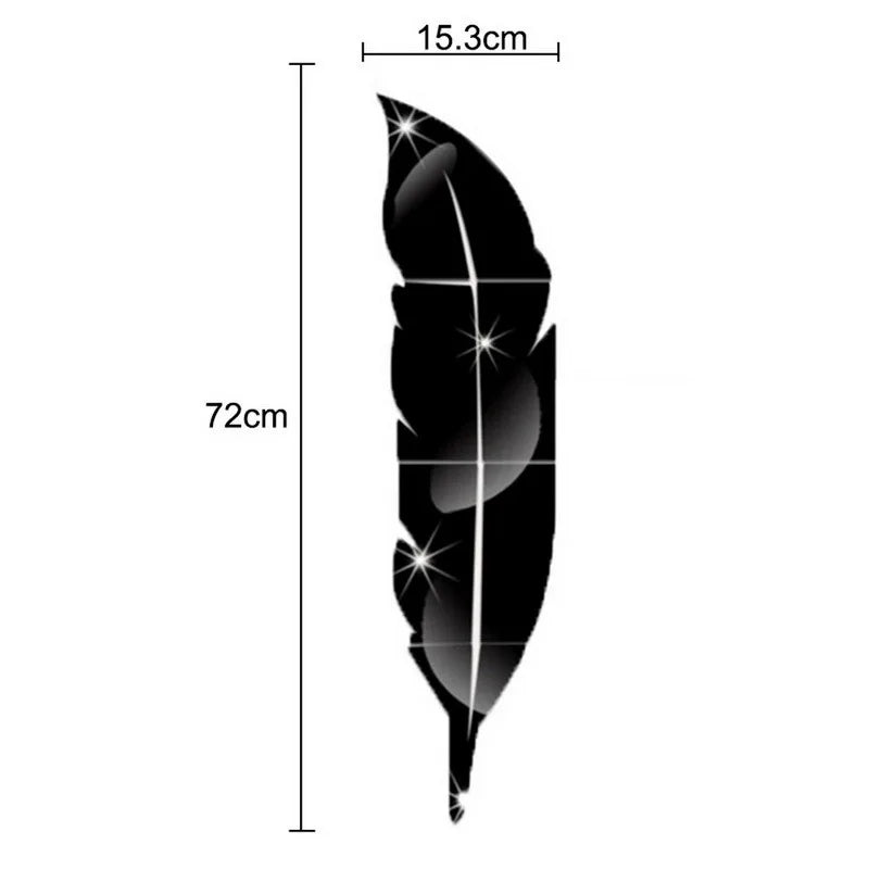 3D Fjäderkonst Spegel Väggdekal