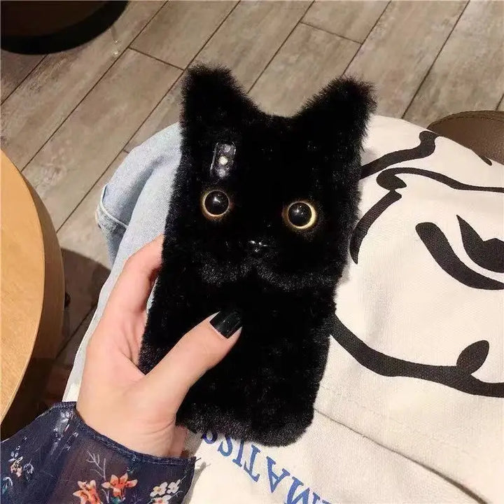 Fluffig Katt Varm Plush Fluffig iPhone Fodral