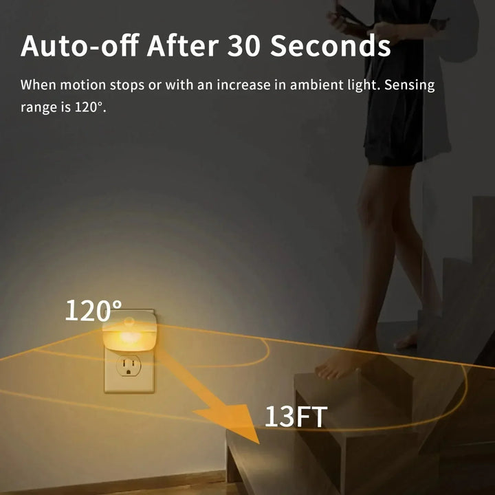 LumoSense LED Nattlampa | Med Rörelse- &amp; Ljus Sensor | Dimbar &amp; Energibesparande | Varm Vit &amp; Kall Vit