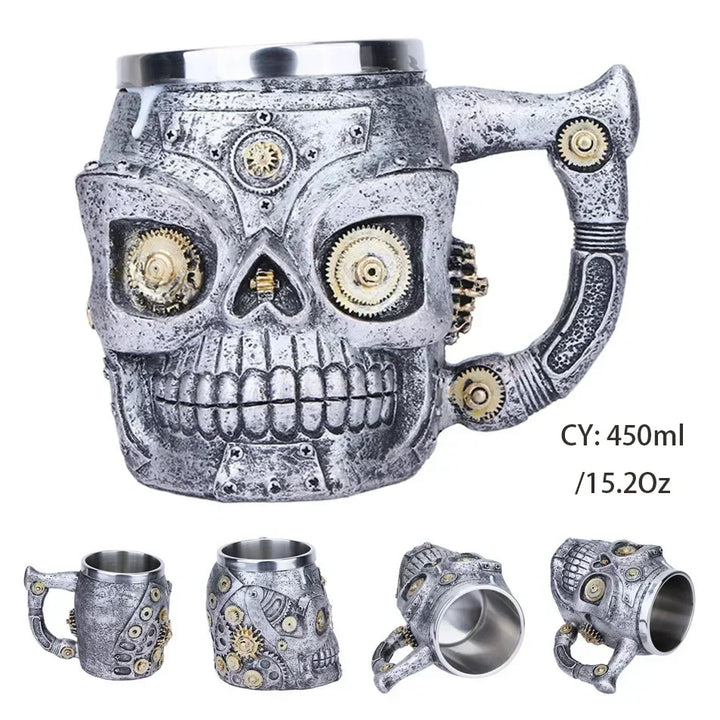Medeltida Drak Resin Rostfritt Stål Mugg som Kaffe Mugg eller Te Mugg