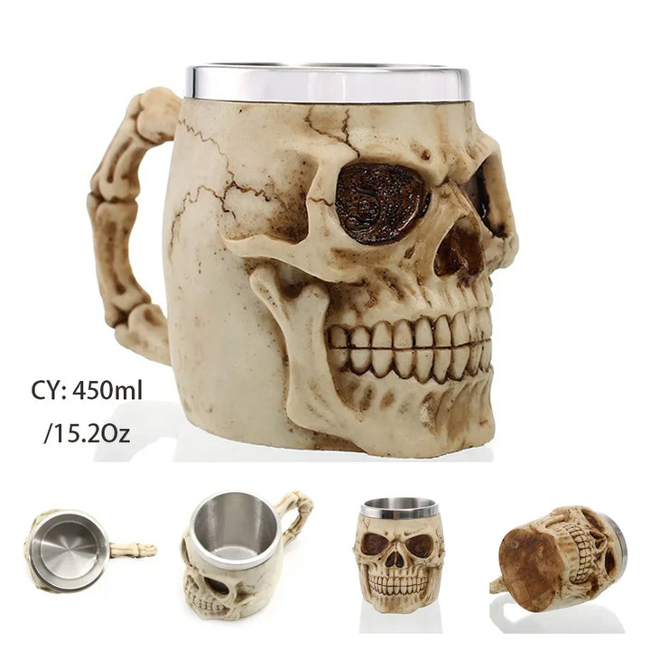 Medeltida Drak Resin Rostfritt Stål Mugg som Kaffe Mugg eller Te Mugg