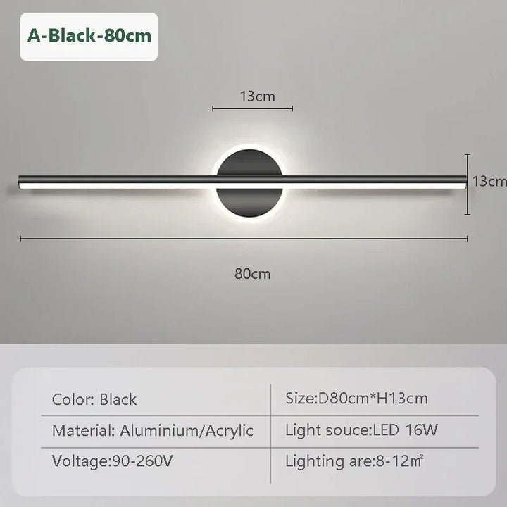 LED Vägglampa LineaLux | Svart &amp; Guld | 40/60/80 cm | Varm, Kall &amp; Tre-färgs Ljus | Modern Spegel &amp; Väggbelysning