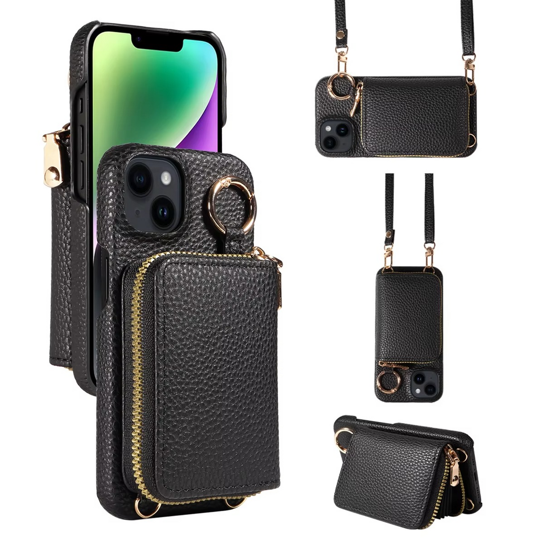 Premium Läder Multi-Funktion iPhone Fodral med Anti-Degaussing Skydd