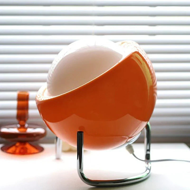Aurivio Bordslampa | Glas &amp; Rostfritt Stål | Retro-Nordisk Design | LED Nattlampa Beige/Orange | Ø21×H25 cm