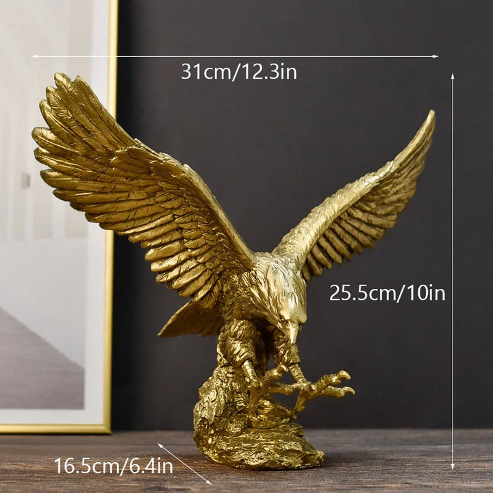 Resin Golden Eagle Statue Art Animal Model Collection Ornament Hemmakontor Skrivbord Feng Shui Dekor Figurer enkel