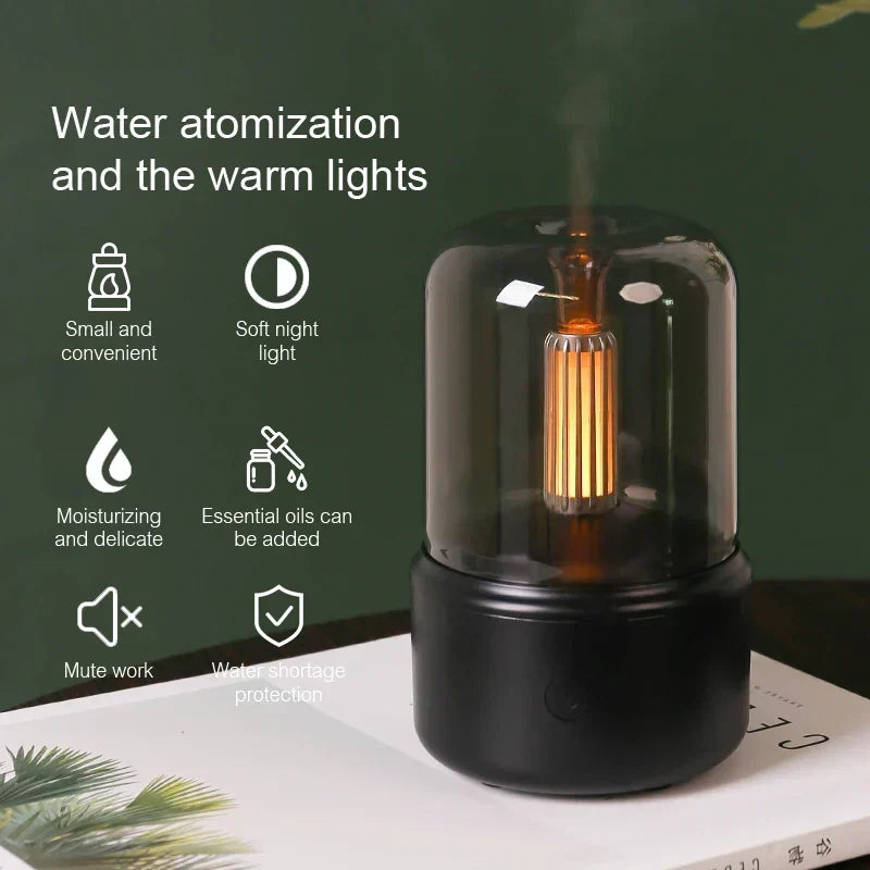 Retro Aroma Diffuser med Nattljus - USB Doftolja Luftfuktare för Hemmet och Kontoret
