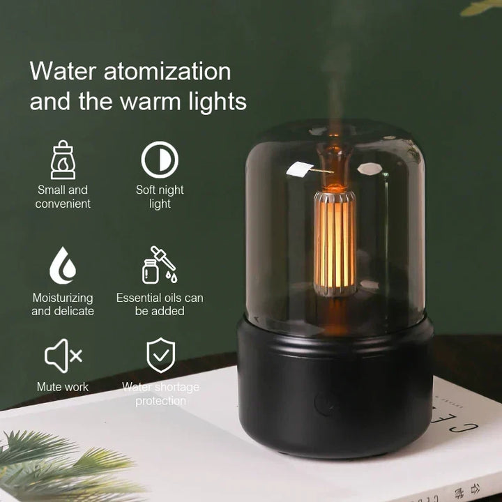 Retro Aroma Diffuser med Nattljus - USB Doftolja Luftfuktare för Hemmet och Kontoret