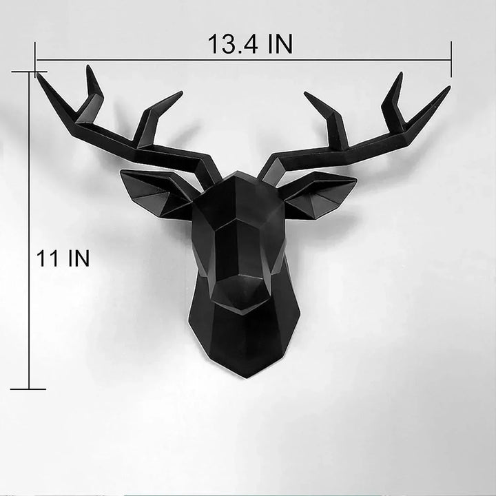 3D-Hjorthuvud Skulptur, geometrisk resin, djurhjorthuvud väggdekoration, modern heminredning, lyxig dekorativ väggdekoration