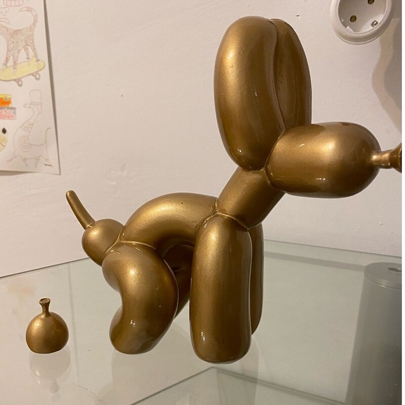Ballonghund Skulptur, Ballongkonst Staty, Mini Samlarfigur, Heminredning, Resin Figur, Skrivbordsaccessoarer, Rumsdekoration