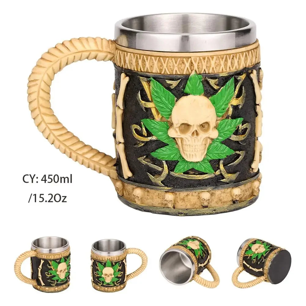 Medeltida Drak Resin Rostfritt Stål Mugg som Kaffe Mugg eller Te Mugg