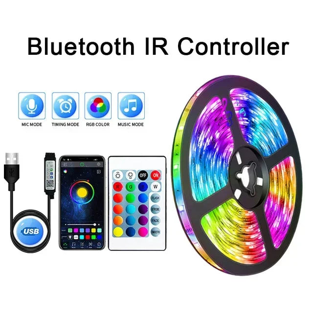 USB RGB LED Strip Lights med App Kontroll för Rums- och TV-belysning Dekor