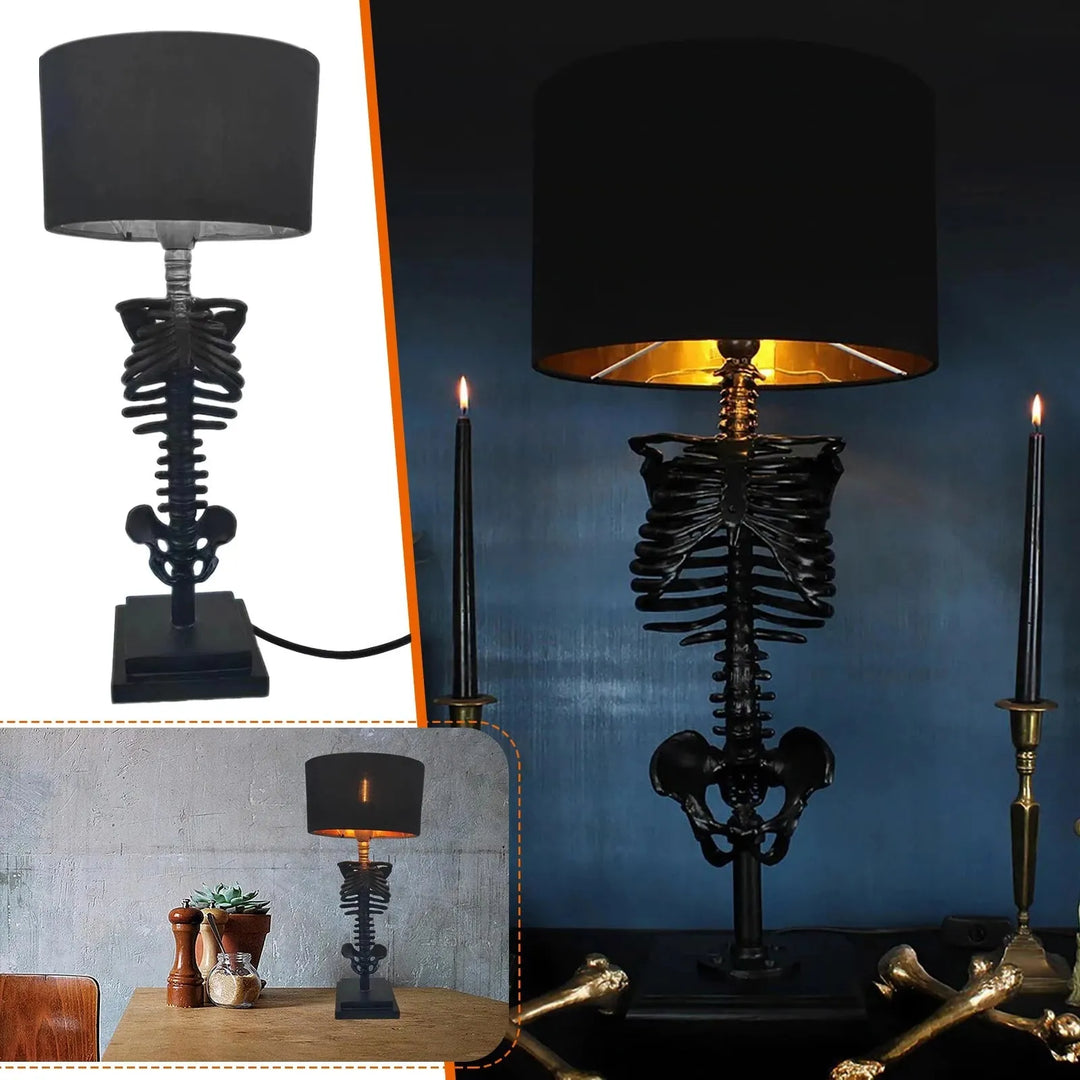 Handgjord Gotisk Skelett Bordslampa
