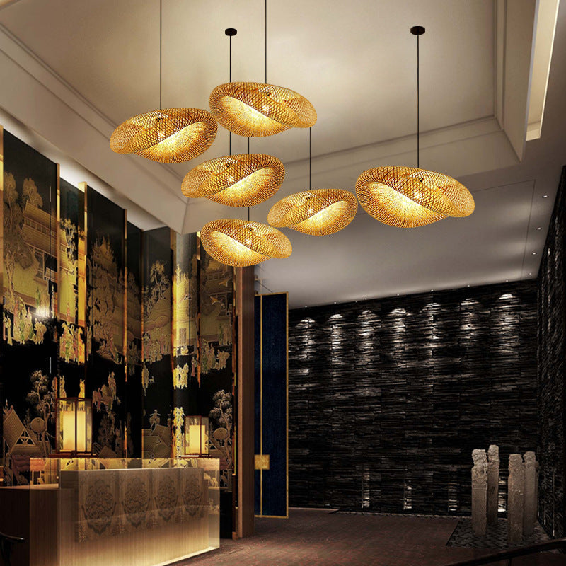 Rattan Vävd Bambu - Pendellampa - LED - Ljus