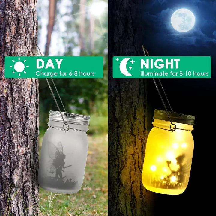 Glas Fejlampa - Solcells Mason Jar Lantern, IP65 Vattentålig Utomhus Hängande Lampa