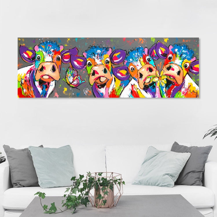 Färgglada Kor Heminredning Canvasmålning HD Utskrift Ramfri Målning Kärna, Storlek: 40×120 cm