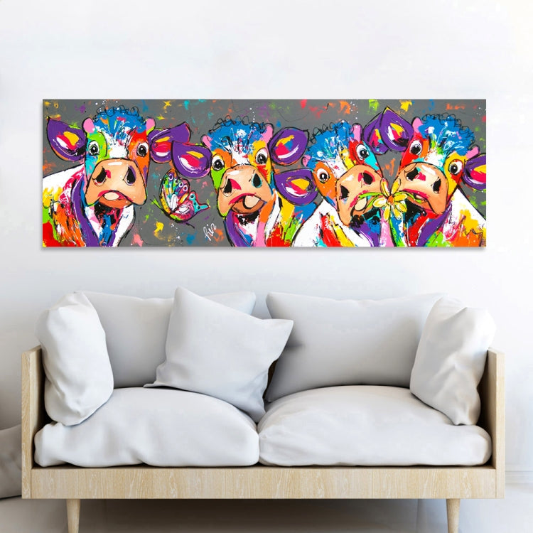 Färgglada Kor Heminredning Canvasmålning HD Utskrift Ramfri Målning Kärna, Storlek: 40×120 cm