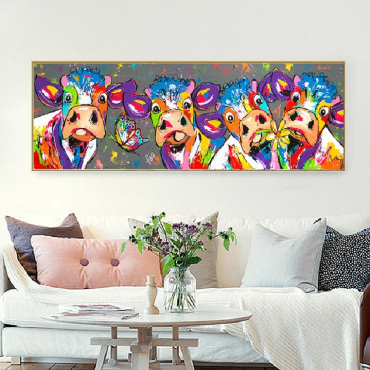 Färgglada Kor Heminredning Canvasmålning HD Utskrift Ramfri Målning Kärna, Storlek: 40×120 cm