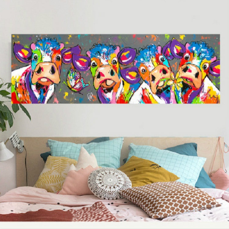 Färgglada Kor Heminredning Canvasmålning HD Utskrift Ramfri Målning Kärna, Storlek: 40×120 cm