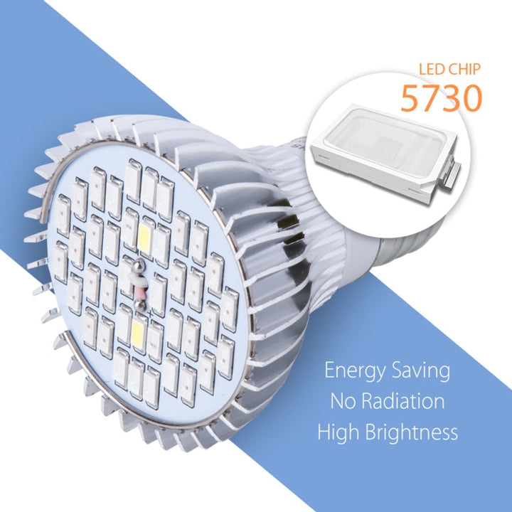 LED Växtbelysningslampa Fullspektrum E27 Växtfyllnadsbelysning, Effekt: 30W 40 Lampor