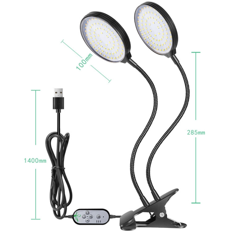 LED Växtbelysning Lampa USB Fjärrkontroll Klämma Vattentät Fullspektrum Naturligt Vit Fröplanta Lampa, Effekt: 45W Tre Huvuden
