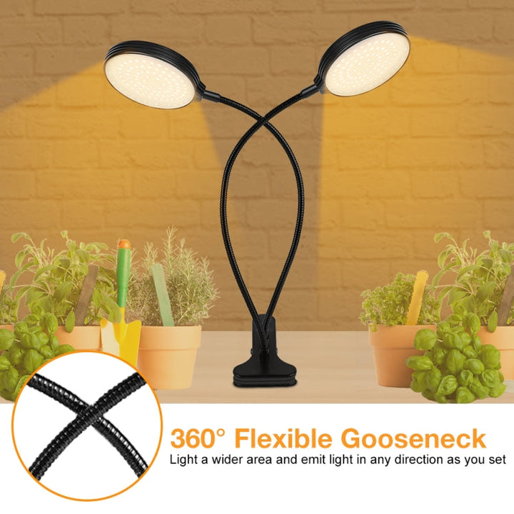 LED Växtbelysning Lampor USB Fjärrkontroll Klämma Vattentålig Fullspektrum Naturligt Vitt Fröplanta Ljus, Effekt: 60W Fyra Huvuden