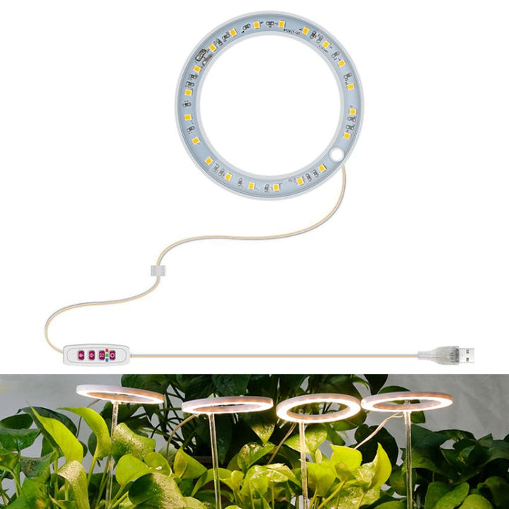 LED Växtbelysning Fullspektrum Intelligent Timer Inomhus Fyllnadsljus Ring Växtlampa, Effekt: En huvudenhet (Solskina)