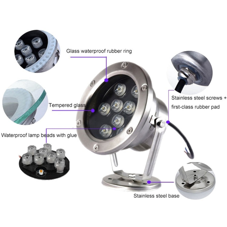 LED Underwater Light Pool Fish Pond Fountain Waterproof Landscape Light 18W(Gul)