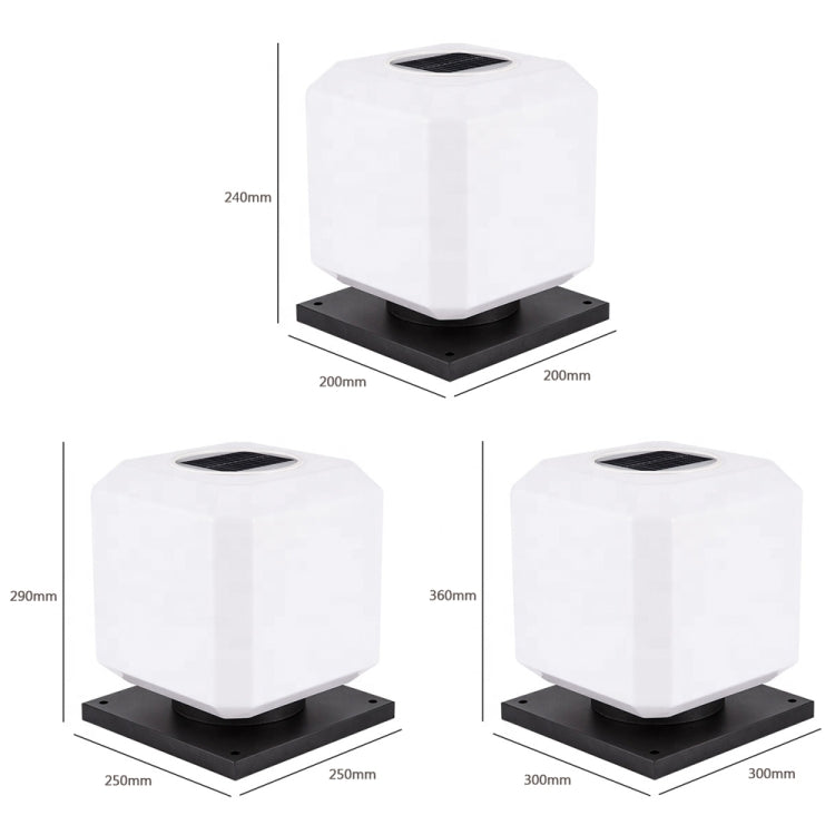 003 Solar Square Utomhus Postlampa LED Vattentåliga Vägglampor, Storlek: 30cm (Varmt Ljus)