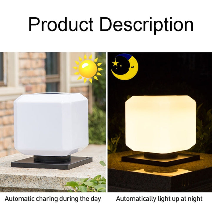 003 Solar Square Utomhus Postlampa LED Vattentåliga Vägglampor, Storlek: 30cm (Varmt Ljus)