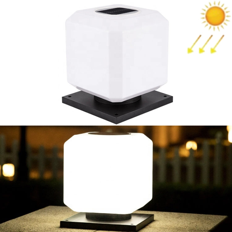 003 Solfyrkantig Utomhuspostlampa LED Vattentåliga Vägglampor, Storlek: 20cm (Vitt Ljus)